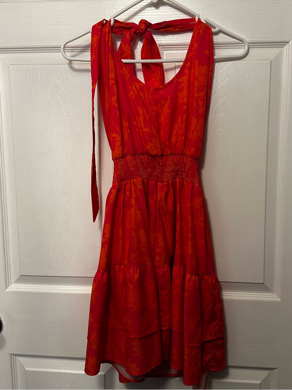 Red Halter Sundress with Tie Neck